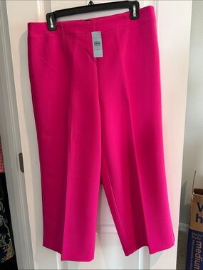 Ann Taylor Bright Pink Cropped Wide-Leg Pants